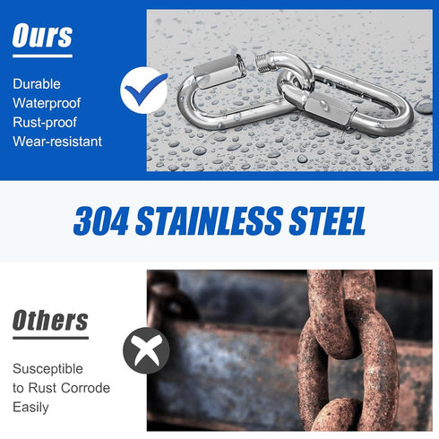 KINLINK 15PCS M6 1/4 Quick Link Chain Connector, 304 Stainless Steel Carabiner for Connecting Hammock, Swing