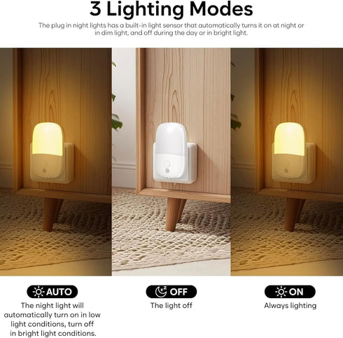 Aerkersun Dimmable (2 Pack) Night Light Plug in with On/Off Switch, Auto Dusk to Dawn Sensor LED Nightlights