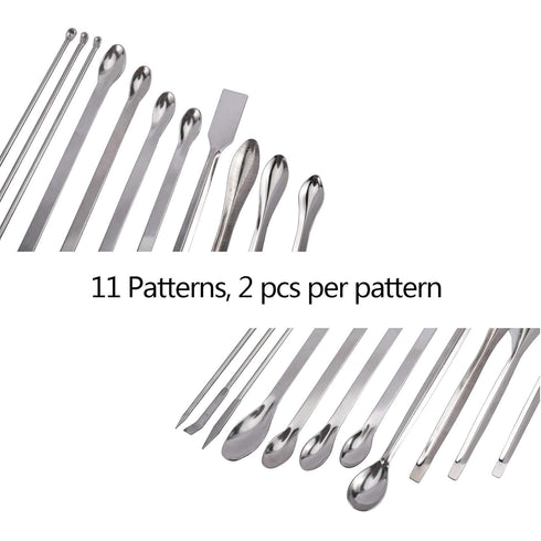 22 Pieces Steel Lab Spatula Micro Scoop Set, Tiny Mixing Spatula for Laboratory Sampling Spoon