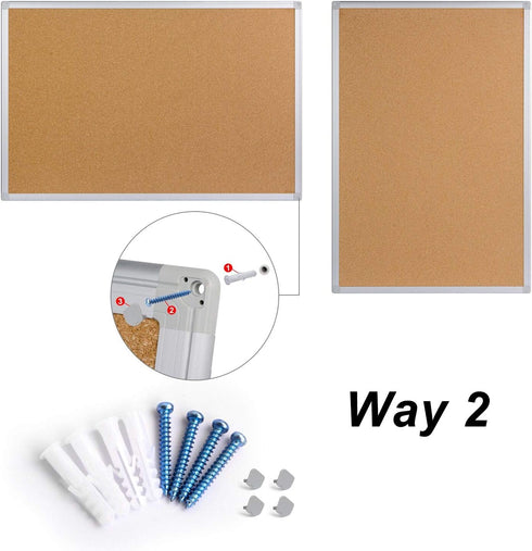 Board2by Cork Board Bulletin Board 20 x 30 Inches, Silver Aluminium Framed Large Notice Pin Board