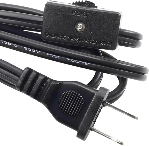 SwitchPrince SPT-2 Lamp Cord with Inline Switch and Plug 6ft 18AWG 6A 125V