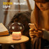 LONRISWAY Dimmable Cordless Wood Mushroom Lamp, Small Battery Operated Wooden Table Lamp Portable Night Light, Stepless