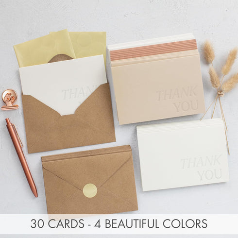 Set 30 Set Beautiful Thank You Cards of With Envelopes and Stickers - Elegant Blank Cards For Personalized Notes