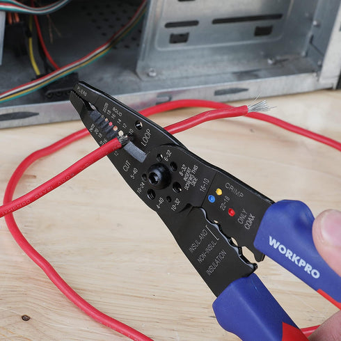 WORKPRO 8-Inch Wire Stripper, Multi-Tool Wire Cutter for Stripping, Cutting & Crimping, W091033AE