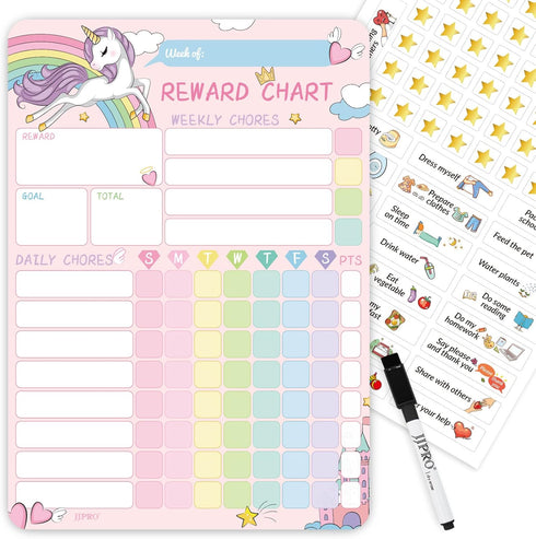 Unicorn Kids Magnetic Chore Chart, Reward Chart for Kids Behavior, Good Responsibility Chart Board for One Child