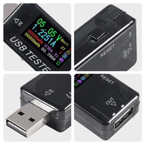 8 in 1 USB Tester Voltage and Current Tester 10V 3A Voltmeter Capacity Current Meter Digital Multimeter Current Tester Voltage Detector for Chargers Cables Power Banks