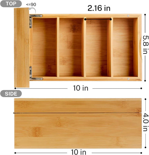 MaxGear Bamboo Index Card Holder, 3 x 5 Inch Organizer with 4 Dividers, Holds 600 Cards