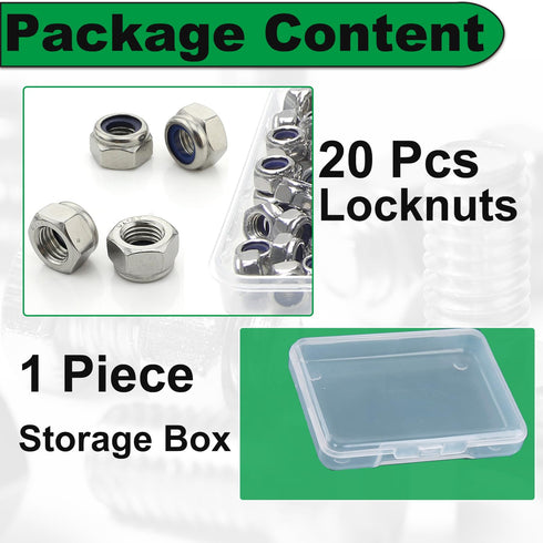 Einundcy M8 1.25 M8x1.25mm 304 13mm M8-1.25 20 Locknuts Metric Nylon Inserted Hex Lock Nuts Self-Lock Nylon Insert