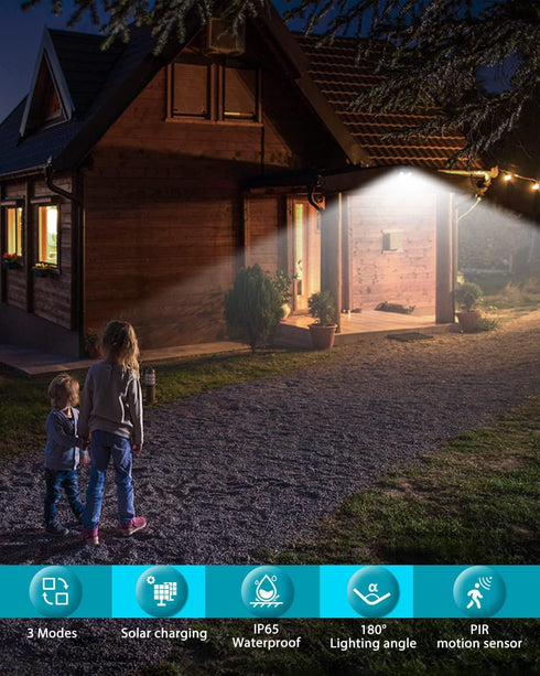 2 Pack, 140LED/3 IP65 kolpop Solar Lights Outdoor Modes Motion Sensor Wall Lights Solar Powered, Wireless Waterproof