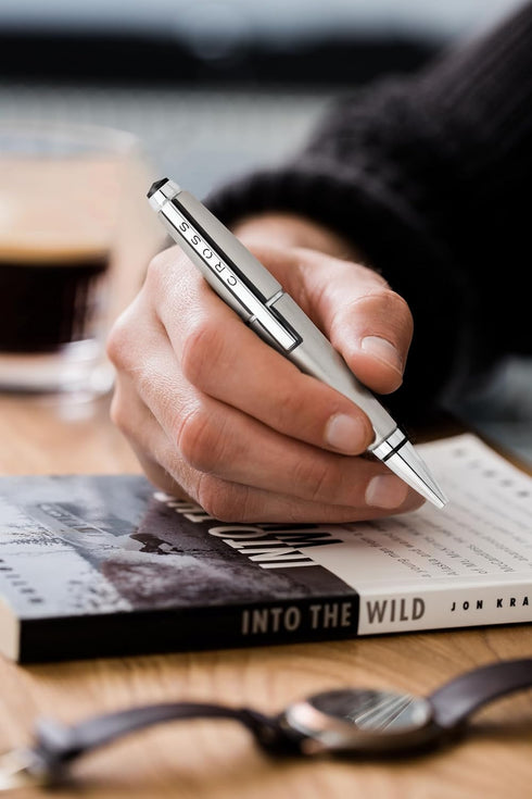 Cross Edge Pen, Medium 0.7 mm, Black Ink, Titanium Barrel (AT05555)
