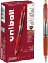 uniball Signo Gel Pen, Retractable, Medium 0.7 mm, Red Ink, Red/Metallic Accents Barrel, Dozen