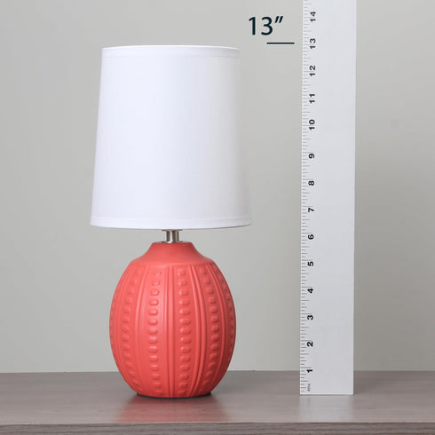 LT1163-ORG 12.5" Simple Designs Chic Glow Mini Textured Oval Table Lamp, for Bedroom, Office, Living Room, Stylish