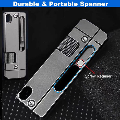 zavcurp Titanium Keychain Wrench Mini EDC Adjustable Spanner with Screwdriver, Pocket Tool for Everyday Carry, Travel