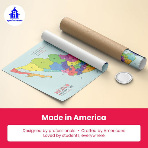 Quarterhouse 4 Poster Spanish Language Country Maps Set, Spanish Classroom Learning Materials, 12 x 18 Inches