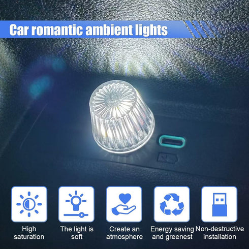 YoRise Car USB Night Light, Plug-in Mini Auto Interior Atmosphere Light, Portable USB Car LED Lights, Universal