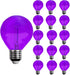 G40 Light Bulbs Replacement, Purple 1W Shatterproof Plastic LED Globe Bulbs, E12/C7 Base, 15 Pack for Indoor Outdoor
