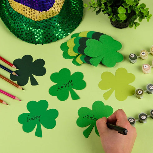 MixTeach 360 Pcs St. Patrick's Day Shamrocks Cutouts, 4 Inch Paper Clover Cut-Outs for Irish Party Kids School Craft