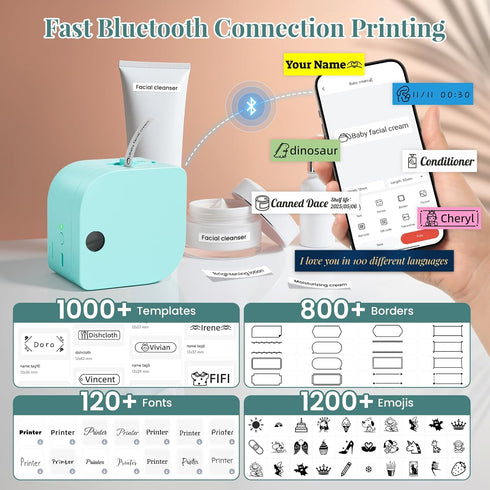 Phomemo 4 P12 Label Maker Machine with Tape, Bluetooth Small Label Makers Ribbon Printer Machine Thermal Transfer