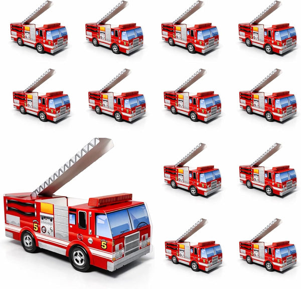 Fire Engine Party Food Boxes with Wax Paper - 12 Pack