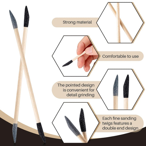 60 Pcs Sanding Sticks Double End Matchsticks, Fine Detailing Polishing Sticks for Plastic Models Wood Hobby, 120/280