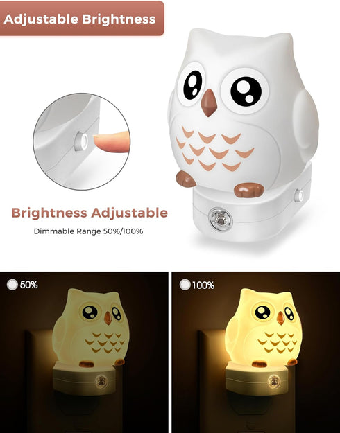 3D 8-Color 3000K, 3 L LOHAS LED Owl Night Light for Kids, Owl Night Light Plug in Wall, Dusk to Dawn Sensor