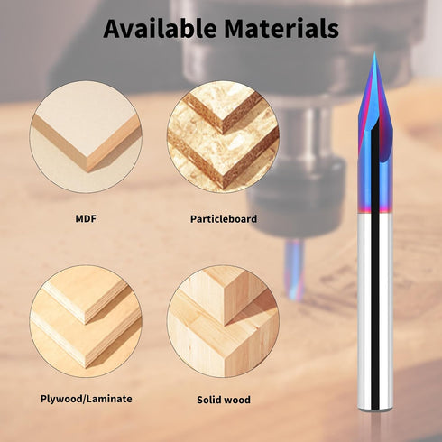 EANOSIC 30 1/4" 3-Flute Degree V Bit Shank, Carbide CNC Chamfer End Mill, V Groove Router Bit with Blue Nano Coating