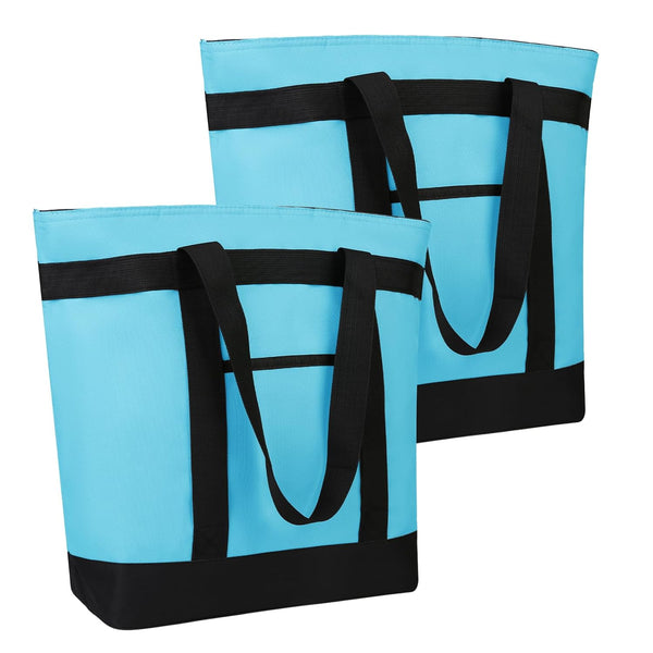 CIVJET 2PK Insulated Grocery Tote Bags, Large Reusable Cooler Bags with Zipper, Leakproof