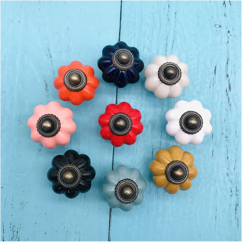 MANHONG 34mm Modern Decorative Hardware Door Handle European Style Cabinet Knob Retro Kitchen Zinc Alloy Pumpkin Drawer