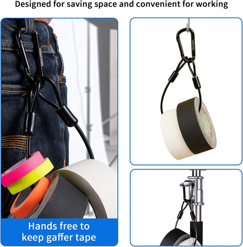 Selens Electrical Tape Holder - Quick Lock Steel Clip with 15" Hanging Rope for Photography and Film Production