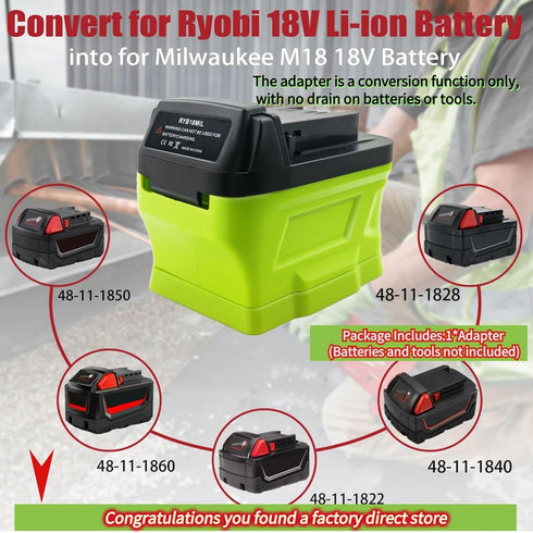 Battery Adapter Converter for Ryobi and Milwaukee, Replacement for Milwaukee 18V Cordless Power Tool