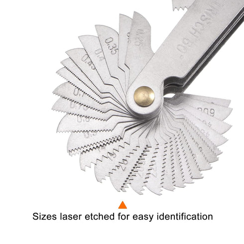 58 Pcs Metric & British Whitworth & US Screw Gauge Thread Pitch Measuring Tool for Industrial Measurement
