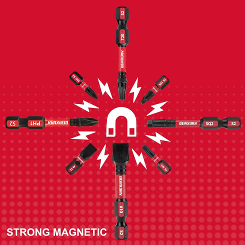 Impact Tough Magnetic Mixed 23Pack Insert Driver Bits, S2 Alloy Steel Screwdriver Power Bits Set with Magnetic Bit