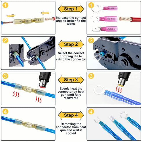 620PCS Heat Shrink Wire Connectors Kit, CEACHOI Marine Grade Waterproof Terminals, Butt Connectors, Spade Forks
