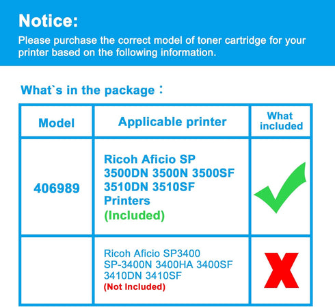 LCL Compatible Toner Cartridge for Ricoh 406989 SP 3500DN, 1-Pack Black