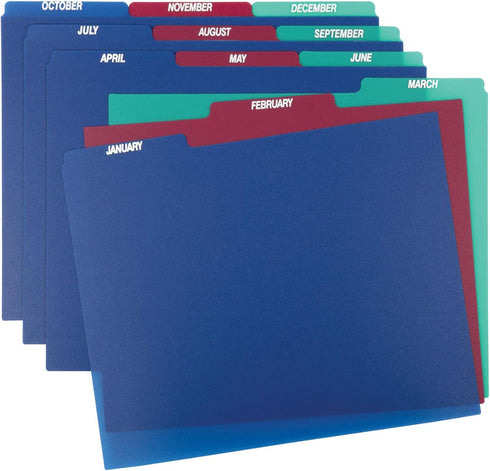 Pendaflex Top Tab File Guides, Monthly/Jan-Dec, 1/3 Tab, Polypropylene, Letter, Set of 12