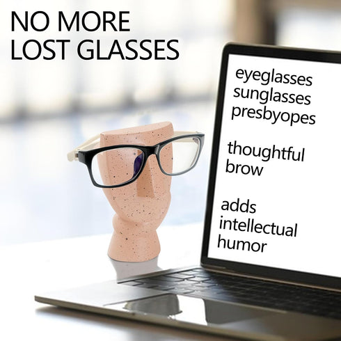 KYIEN Funny Face Eyeglasses Holder Stand for Nightstand Office Desk,Thinking Man Head Shape Resin Display Stands Modern