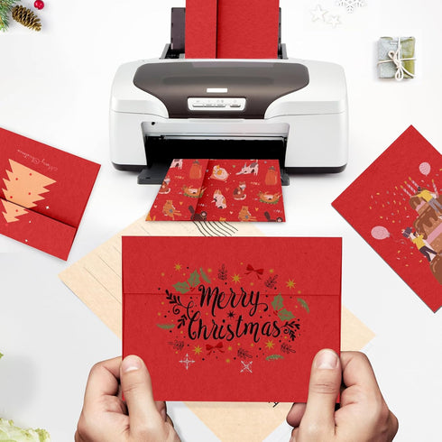 Red 5x7 Envelopes 100 Pack - Goefun A7 Self Seal Printable Envelopes for Invitations