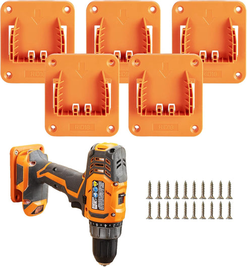 5 Packs Tools Drill Mount Holder for RIDGID 18V Li-ion Drill, Includes 20 Screws (No Tool)