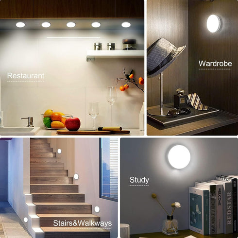 8 3 Pack 120 3 Closet, 6000K Upgraded Motion Sensor Light, LEDs, Rechargeable, Detection, Modes - Bedroom, Stair