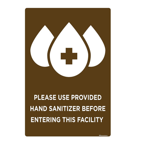 Please Use Provided Hand Sanitizer - Vinyl Banner - 24x36in (Brown)