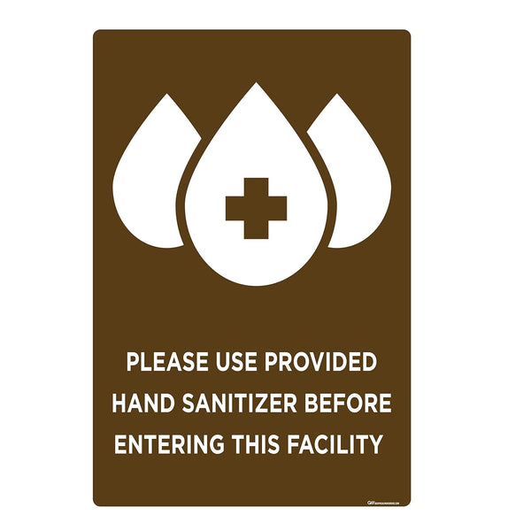 Please Use Provided Hand Sanitizer - Vinyl Banner - 24x36in (Brown)