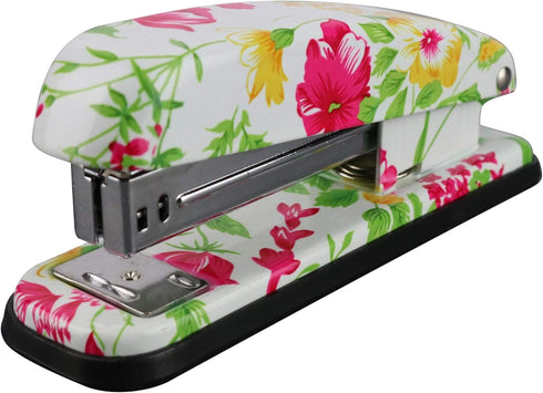 VIBRANZ-LAB Cute Heavy Duty Stapler for Home Office Supplies, Pretty Floral Desk Stapler, Small Hand Stapler