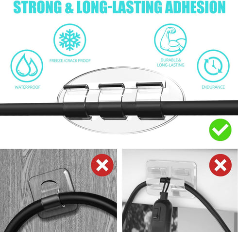 30Pcs Hooks for Outdoor String Lights Clips: Heavy Duty Light Hooks with Waterproof Adhesive Strips, Adhesive Hooks