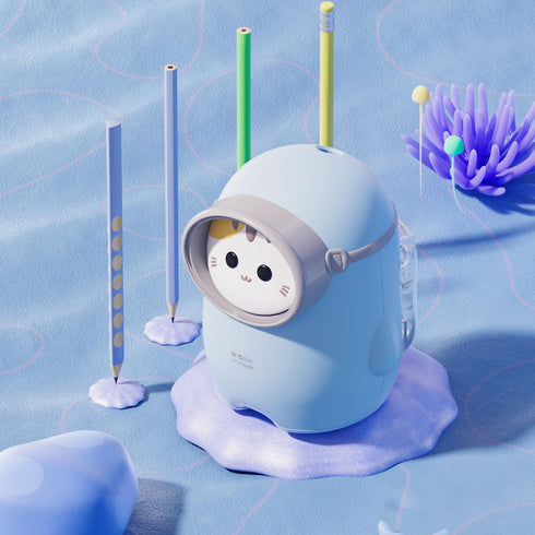 M&G Electric Pencil Sharpener, Portable Cute Cat Design, Battery/USB Dual Power Operated for Kids Students