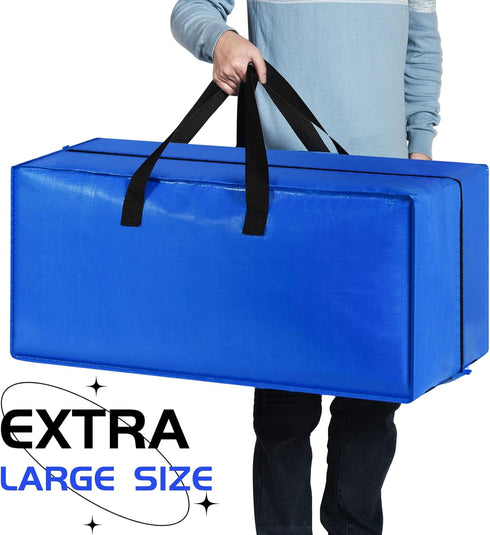 Extra Large Moving Bags, 2 Pack Storage Totes with Backpack Handles, Zipper Compatible with IKEA Frakta Cart for Packing