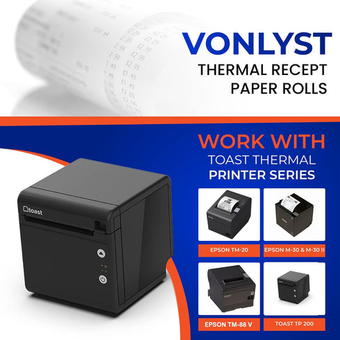 TP200 (06 Thermal Printer Paper Roll for Toast Receipt Printer Point of Sale rolls)