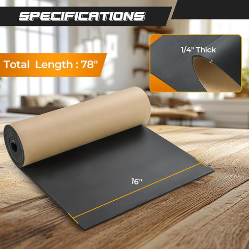 1/4 78" 16 NATGAI Sponge Neoprene with Adhesive Foam Rubber Sheet Thick X Long X Wide, Cut to Multiple Dimensions