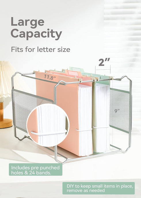 Plastic Hanging File Folders, 12 Pack, 2'' Fixed Width, Heavy Duty for Filing Cabinet, Pastel Colors