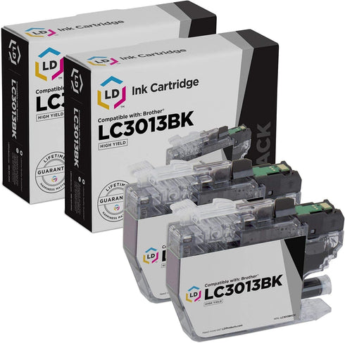 LD Products Compatible LC3013XL LC3013BK Ink Cartridges Replacement (Black, 2-Pack) for Brother Printers