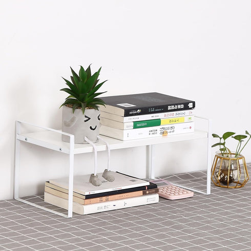 YGYQZ Wood Office Desk Shelf Organizer, Cute Dresser Top Storage Rack for Women, Men, Kids, Aesthetic Bookshelf (White)